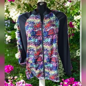 Fresh Fx Graffiti Print 'LOVE ICE CREAM' Lightweight Colourful Zip-Up Jacket